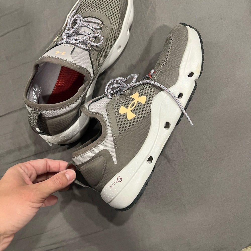 Under Armour Olive and White Sneakers